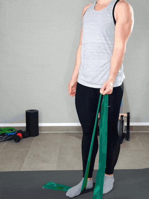 Bizeps curls mit dem Widerstandsband einarmig