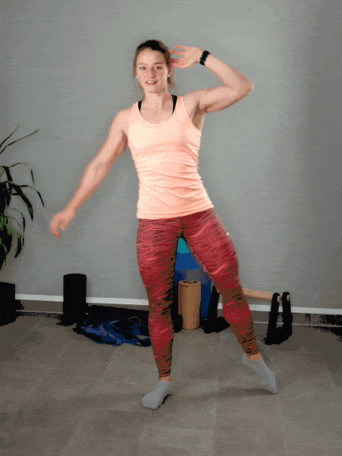 Knie und Ellenbogen seitlich zusammenbringen